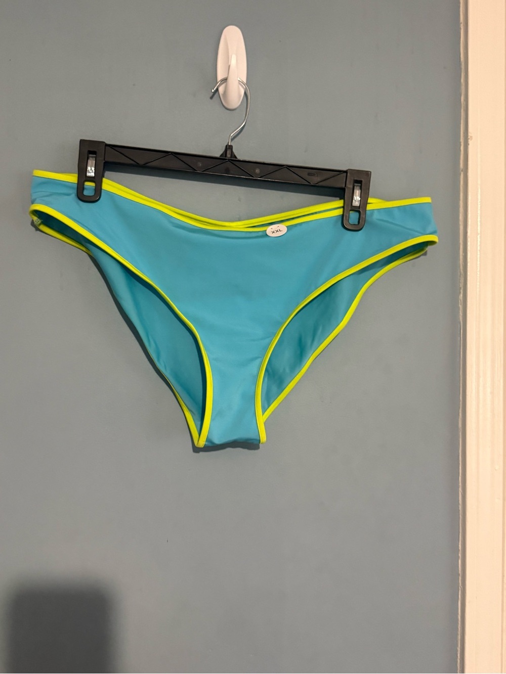 Aqua Blue Bikini Bottom with Lime Trim